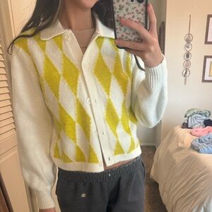 Levi's White and Yellow Knit Sweater
